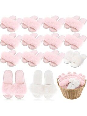 Cozy 12 Pair Fall Fuzzy Slippers Set for Bridesmaids & Bridal Parties